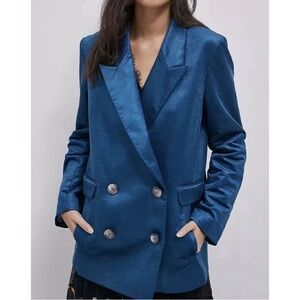 Anthropologie Beckett Shimmer Corduroy Blazer in Teal